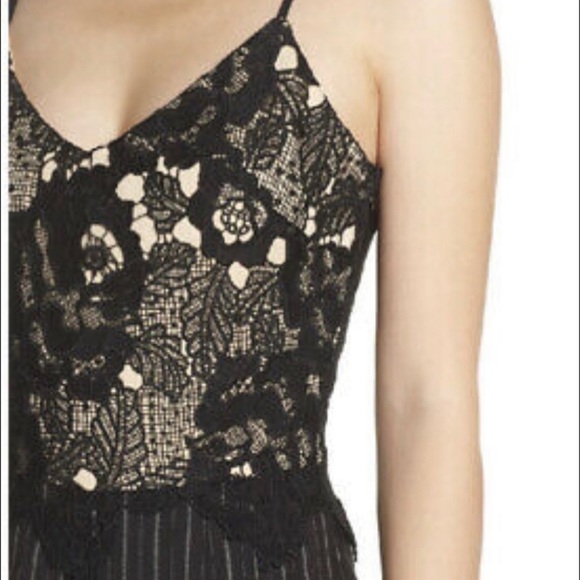 NWT HEARTLOOM x REVOLVE Mona Lace Pinstripe Wide Leg Jumpsuit, Size Large - Picture 4 of 8